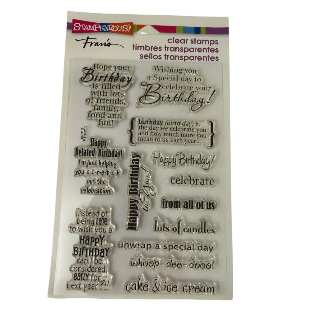 Stampendous! Happy Birthday Wish Celebrate 13 Cling Rubber Stamp